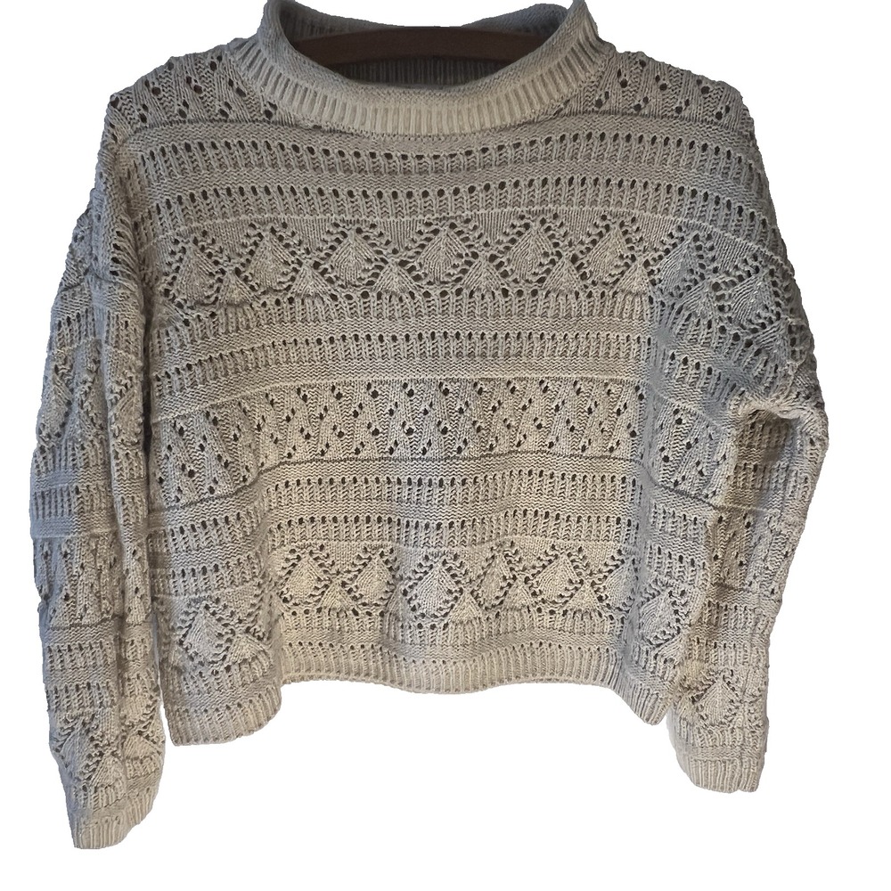 Anthropologie Callahan Knitwear‎ Open Knit Sweater Ivory Women XS Cottage Cozy